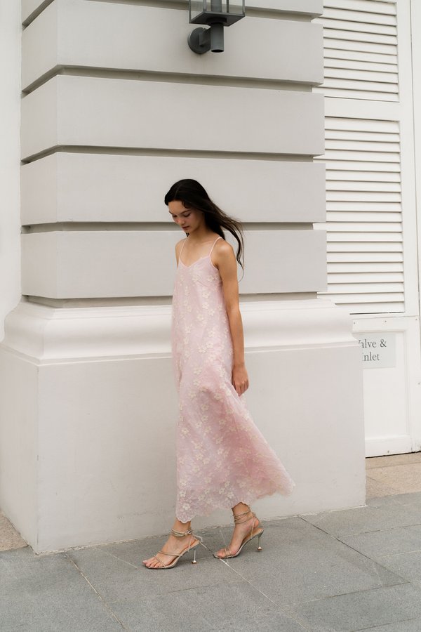 Rosette Flare Dress (Ice Pink)