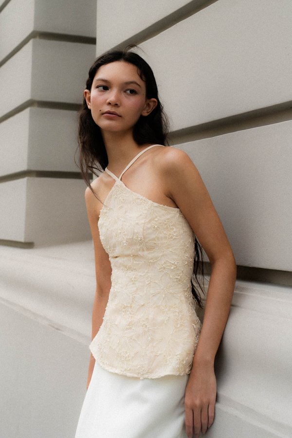 Starlit Petal Sequin Top (Champagne)