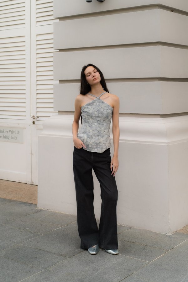 Starlit Petal Sequin Top (Grey)