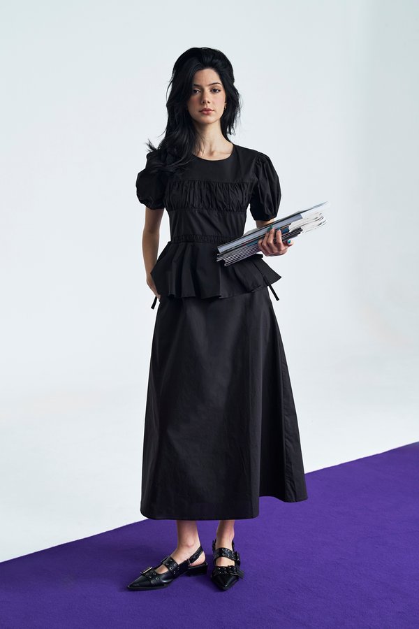 Modern Muse Peplum Dress (Black)