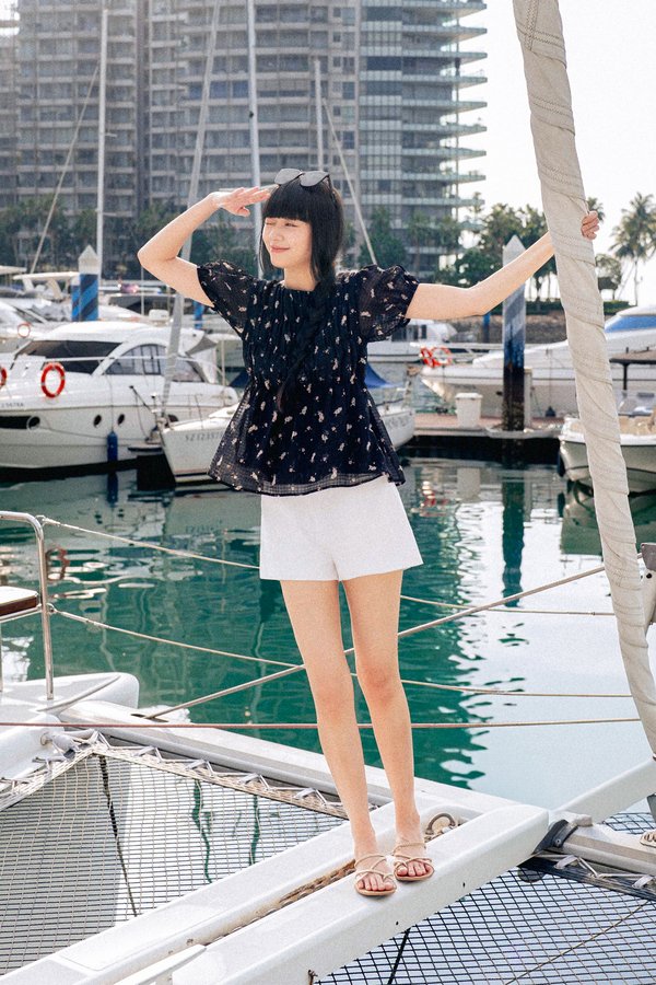 Petal Whisper Top (Black Floral)