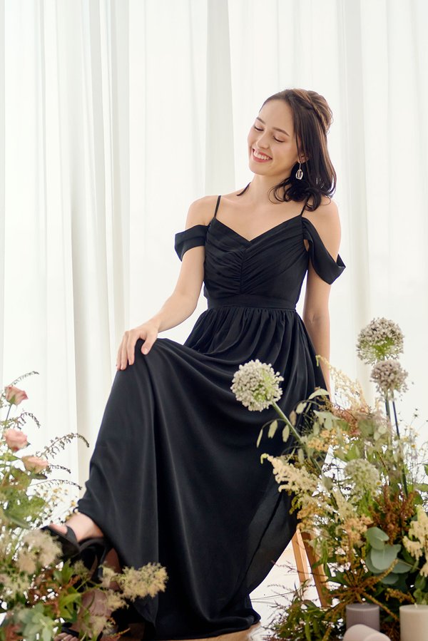 Evermore Grecian Dress (Black)