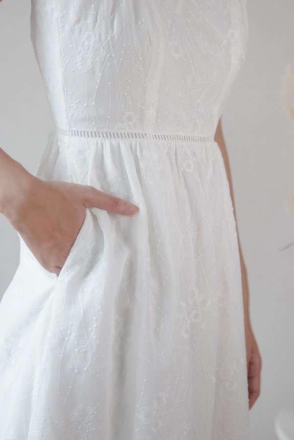 Snow Or Spring Embroidered Dress (White)