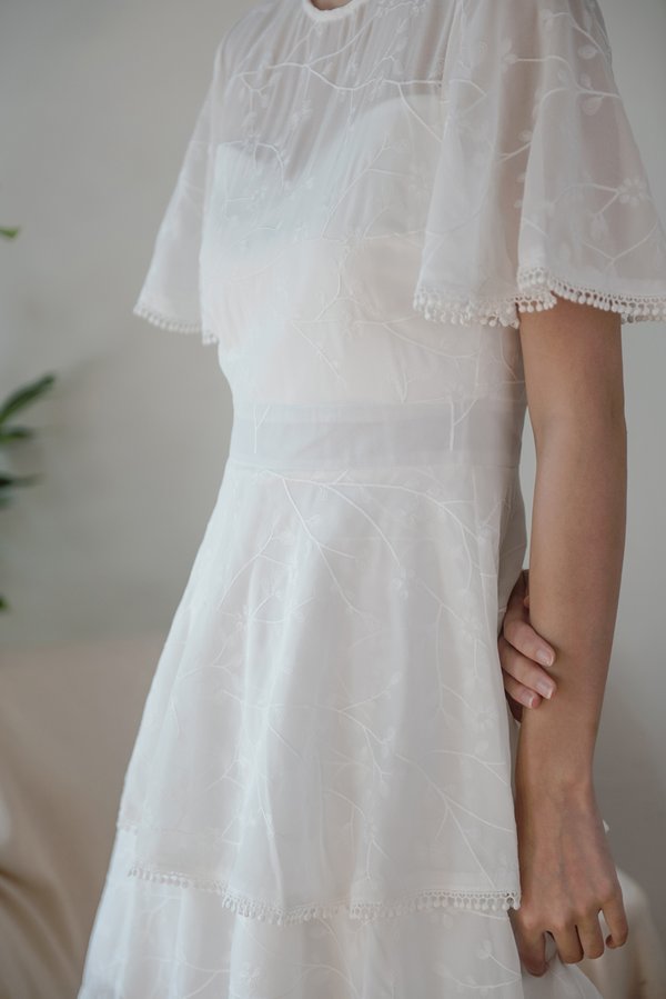 Willow Waltz Embroidered Dress (White)