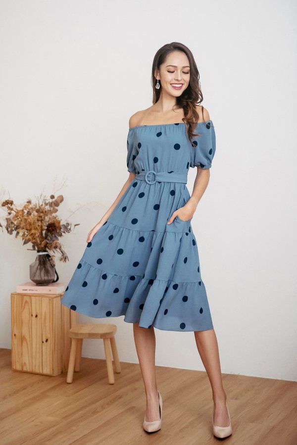Missy Macaron Dress (Dusty Blue)