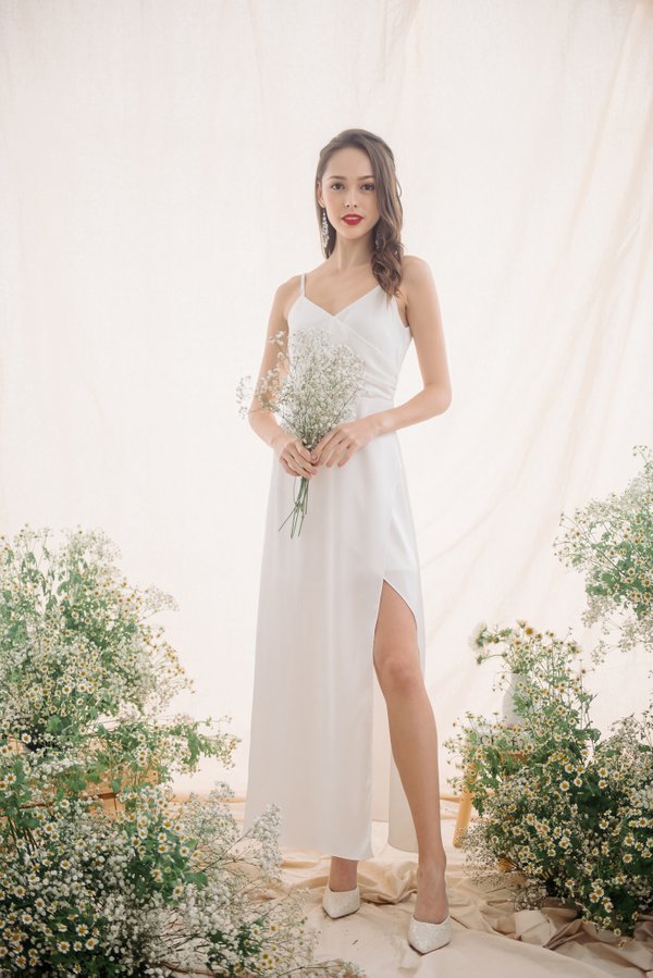 Surely Serenely Slit Dress (Pearl White)