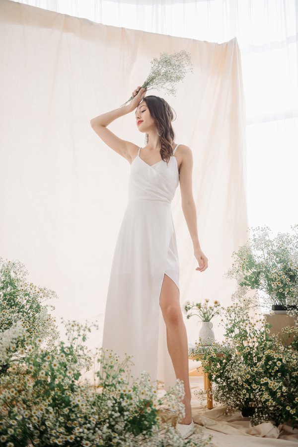 Surely Serenely Slit Dress (Pearl White)