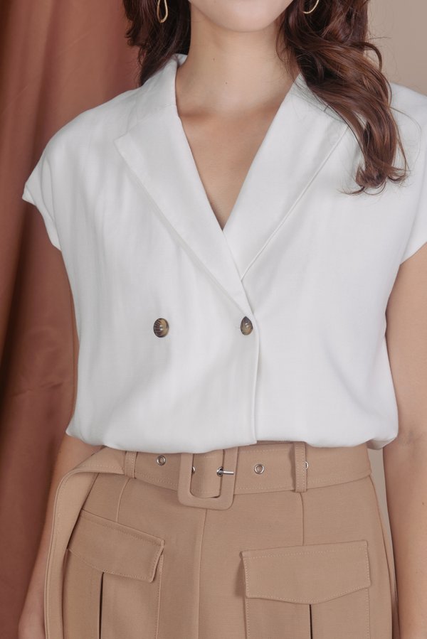 The Observer Button Blouse (White)
