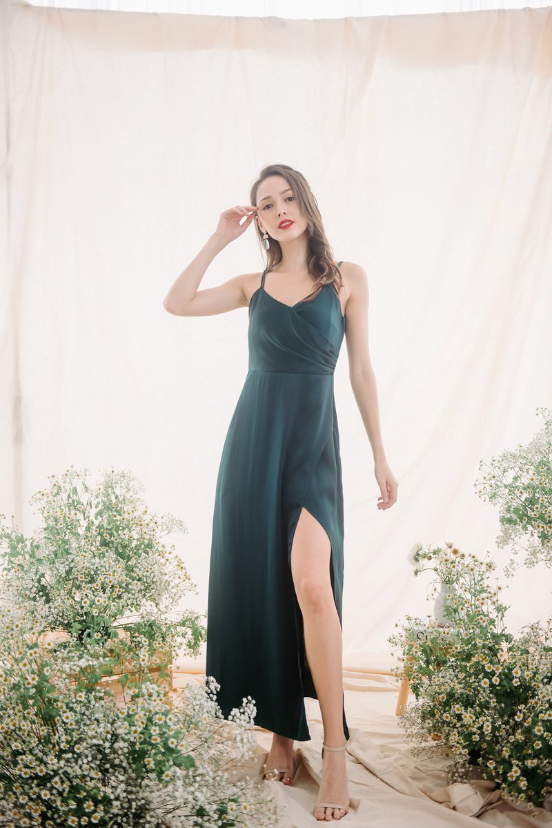 Surely Serenely Slit Dress (Emerald)