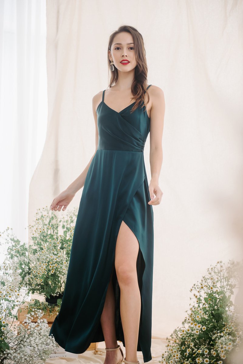 Surely Serenely Slit Dress (Emerald) | The Thread Theory