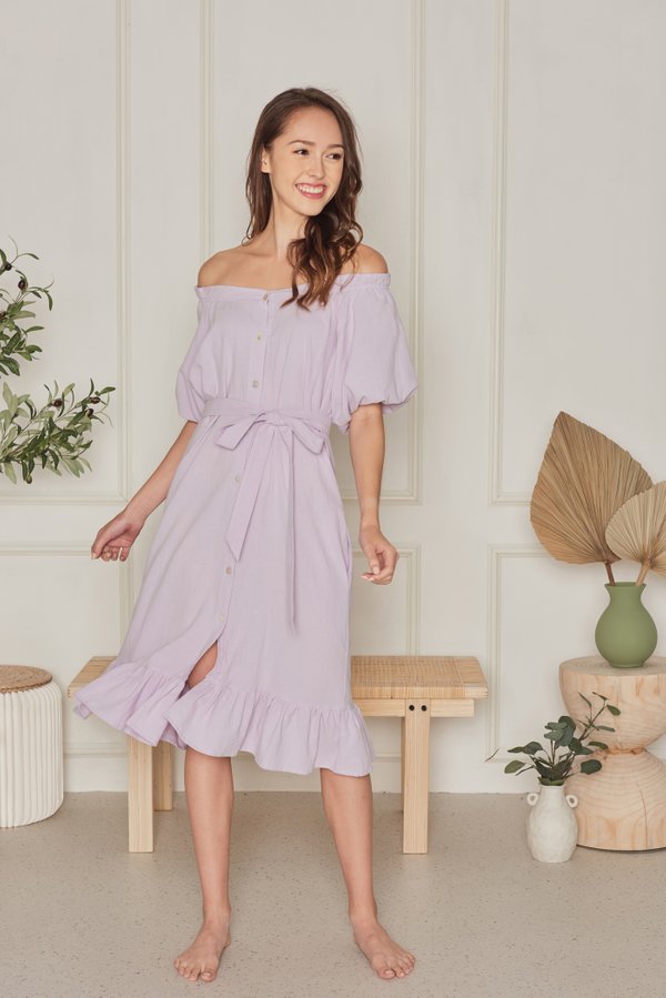 Honey Host Linen Dress (Lilac)
