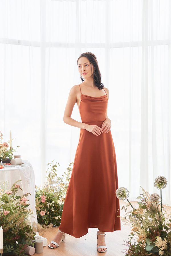 Certainly Ours Cowl Neck Dress (Rustic Orange)