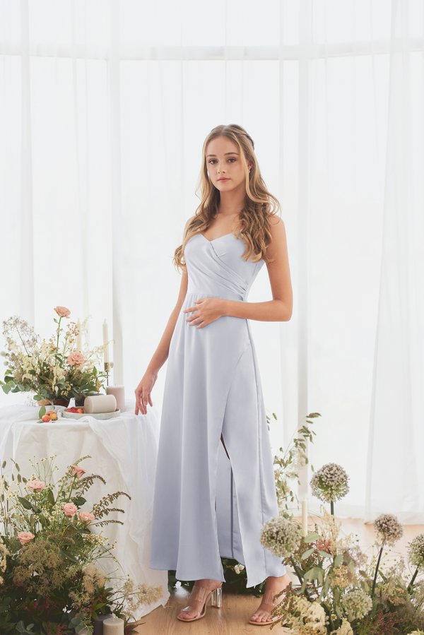 Surely Serenely Slit Dress (Silver Blue)