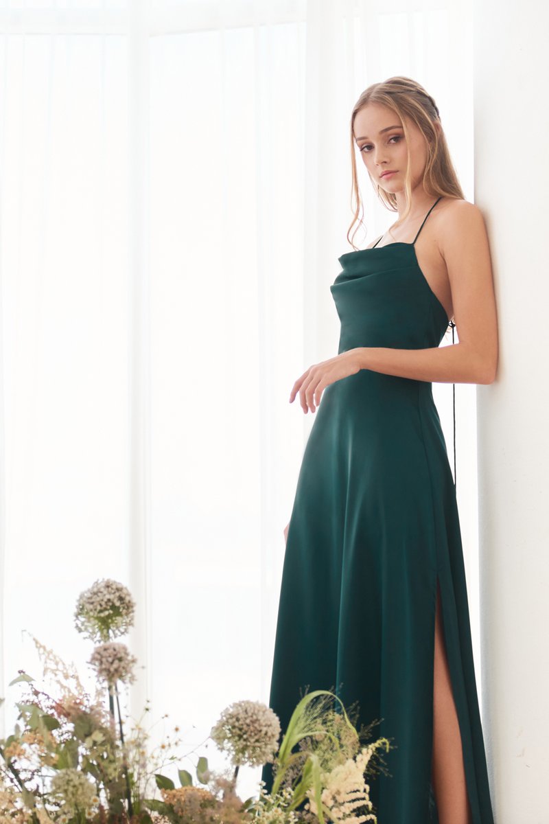 Certainly Ours Cowl Neck Dress (Emerald) | The Thread Theory