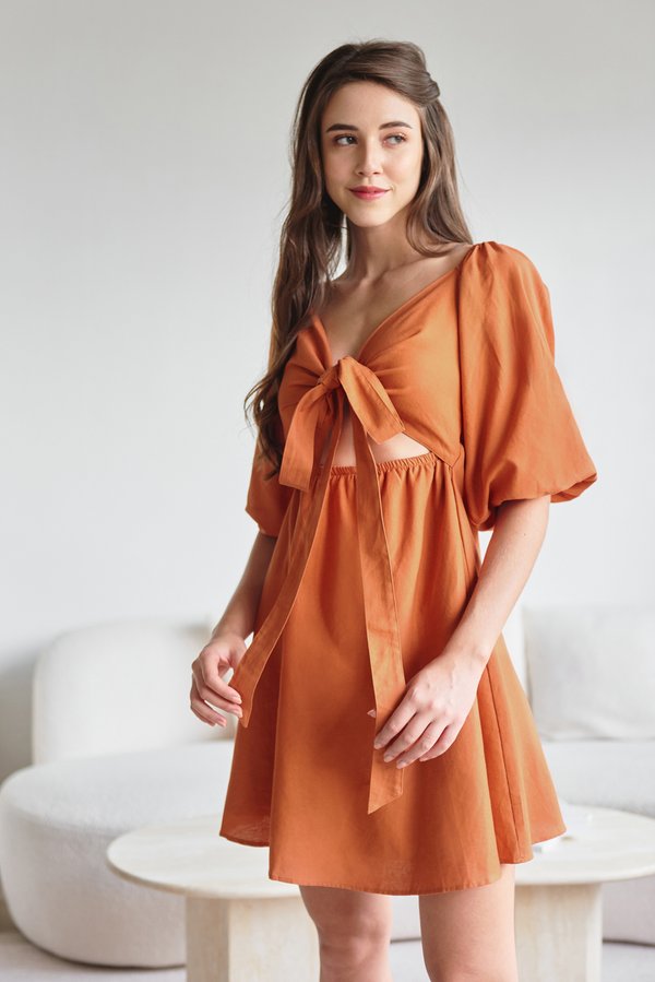 As You Wish Convertible Mini Dress (Rustic Orange)
