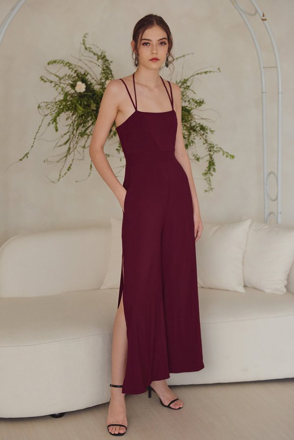 All Night Long Jumpsuit (Wine Red)