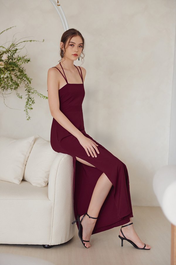 All Night Long Jumpsuit (Wine Red)